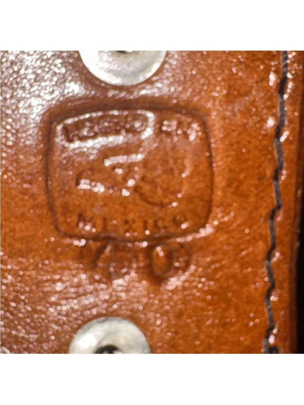 Brown Leather Belt with Embossed Logo